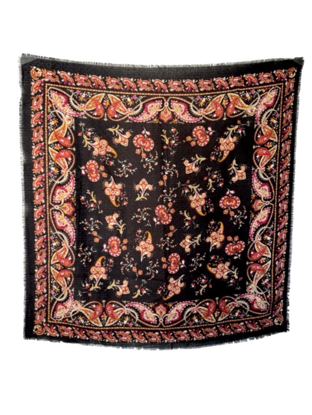 Black Paisley Medallion Square Scarf